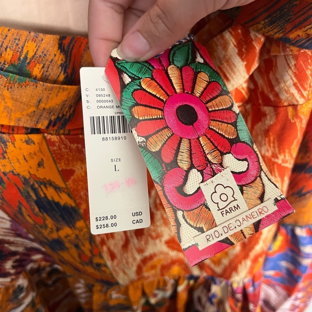 Farm Rio x Anthropologie Sleeveless Midi Dress new size large orange drop waist - Picture 7 of 12